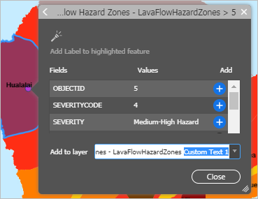 Attributes pop-up with new text layer name selected to edit Attributes pop-up with new text layer name selected to edit