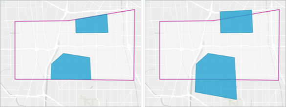 Results of returning only portions of the features (first image) and returning only full features (second image)