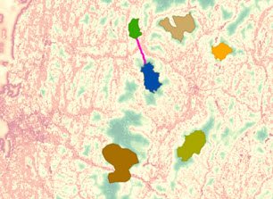 Map of the best single path from one of the destinations back to the source Map of the best single path from one of the destinations back to the source