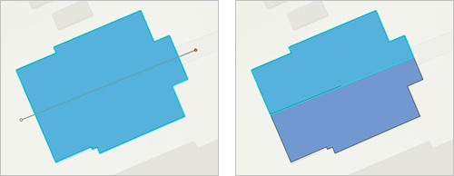 Split a polygon using a line to create two polygons